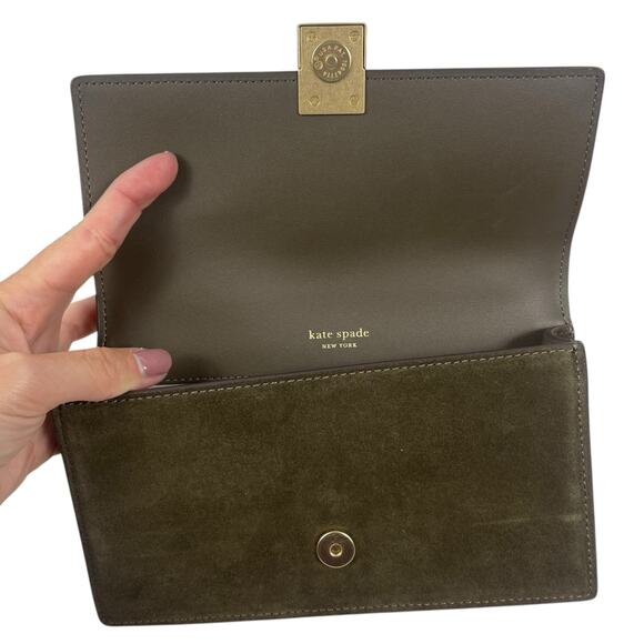 Kate Spade Deco Suede Mini Crossbody Bag Shoulder Bag Burnt Sage Green - Picture 11 of 14